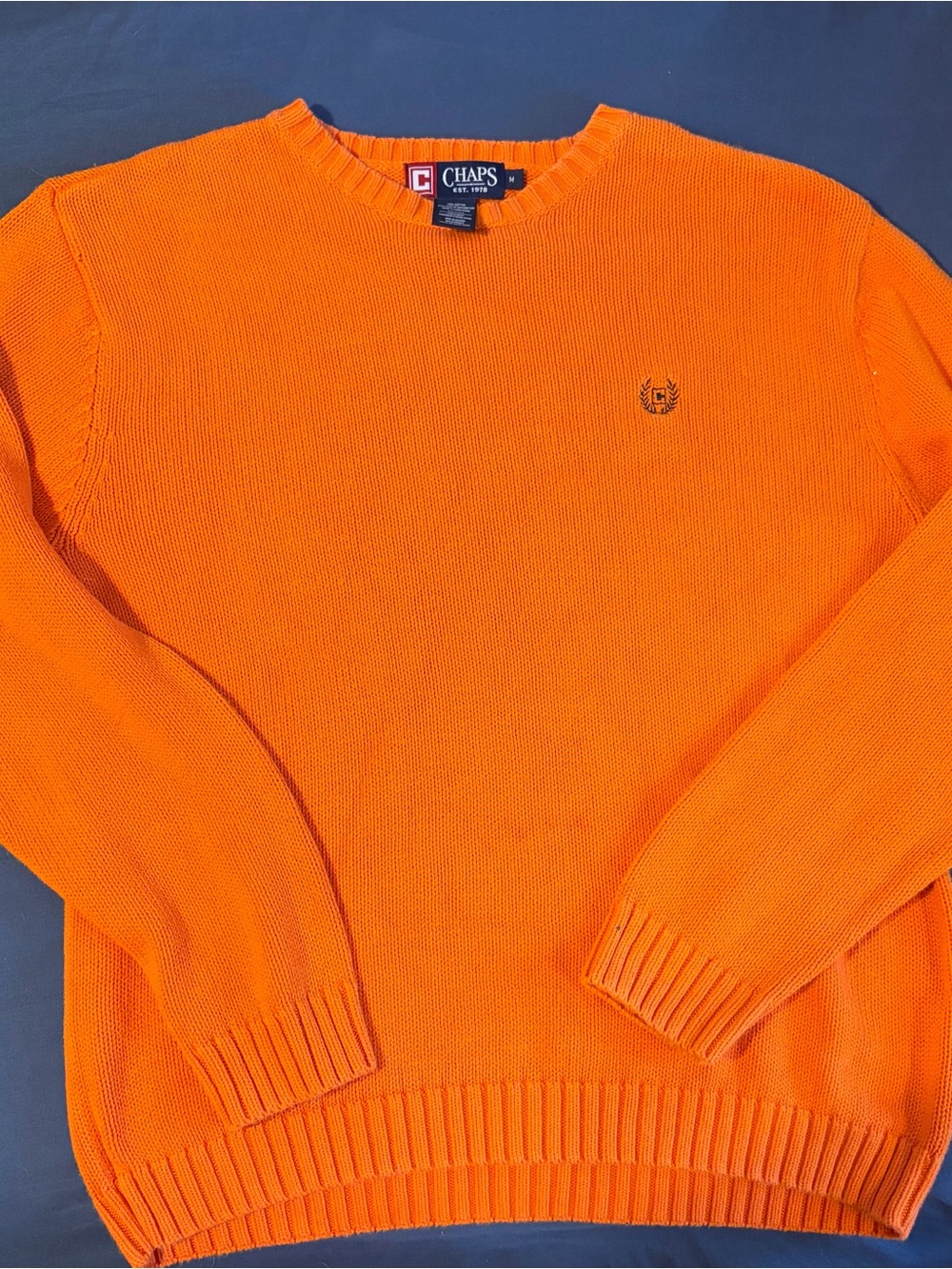 Chaps Men's Bright Orange Crewneck Pullover